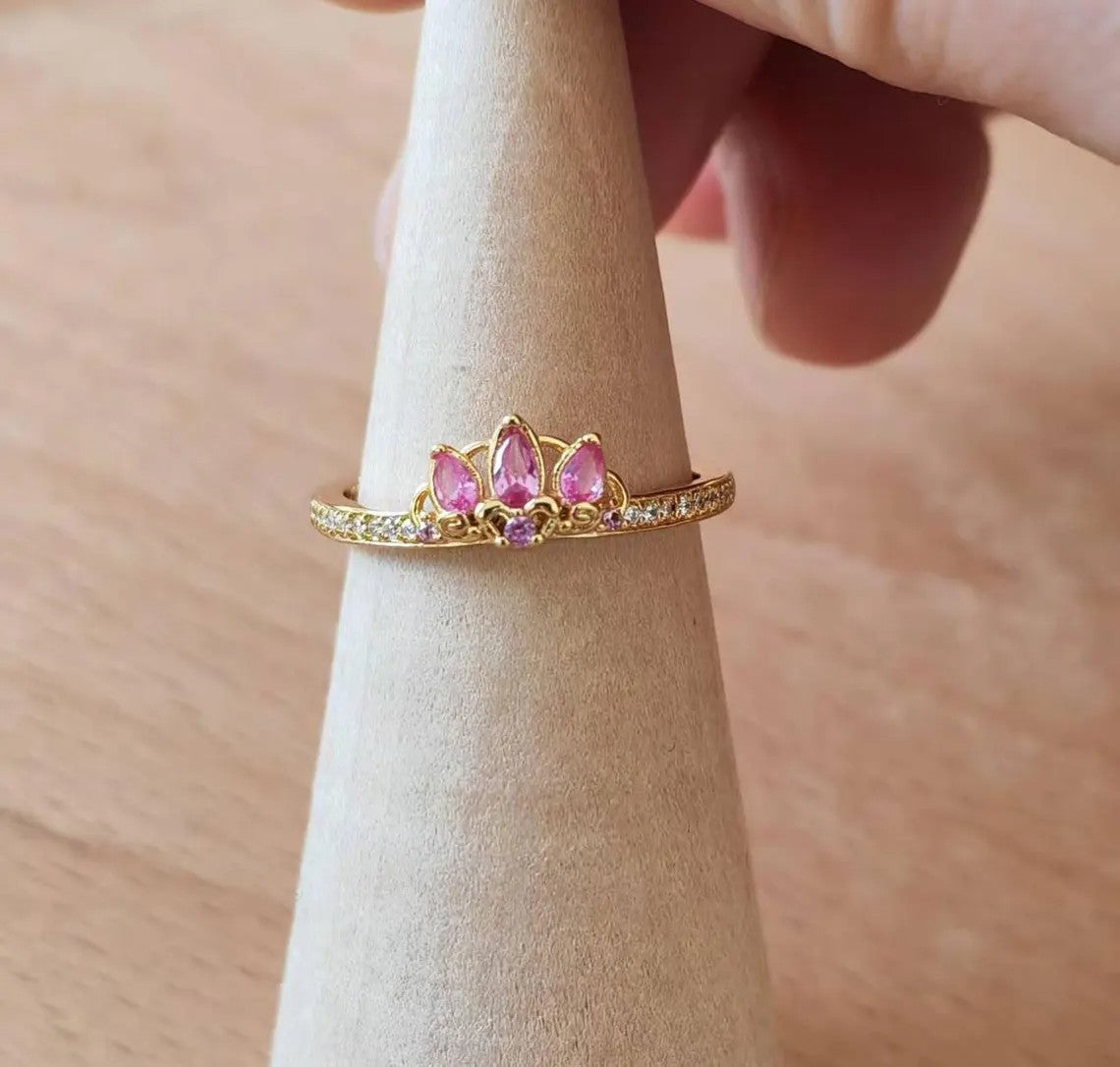 Princess Rapunzel Tiara Ring - 14k gold plating