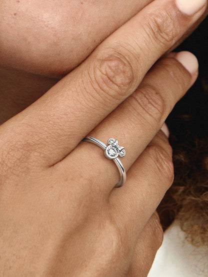 Minnie Mouse Sparkling Head Ring - 925 Sterling Silver