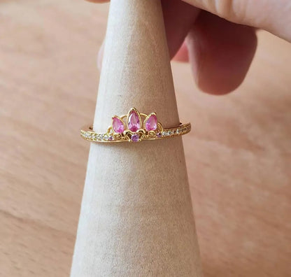 Princess Rapunzel Tiara Ring - 14k gold plating