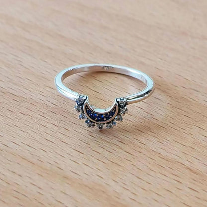 Celestial Sparkling Sun and Moon Ring Set