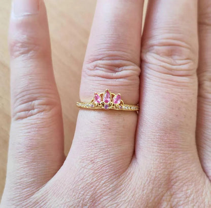 Princess Rapunzel Tiara Ring - 14k gold plating