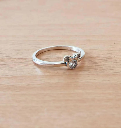 Minnie Mouse Sparkling Head Ring - 925 Sterling Silver