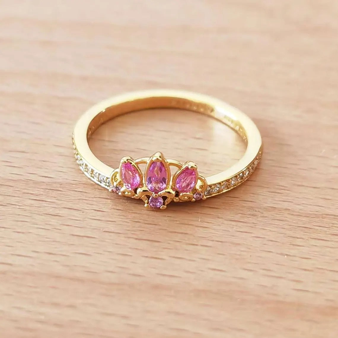 Princess Rapunzel Tiara Ring - 14k gold plating