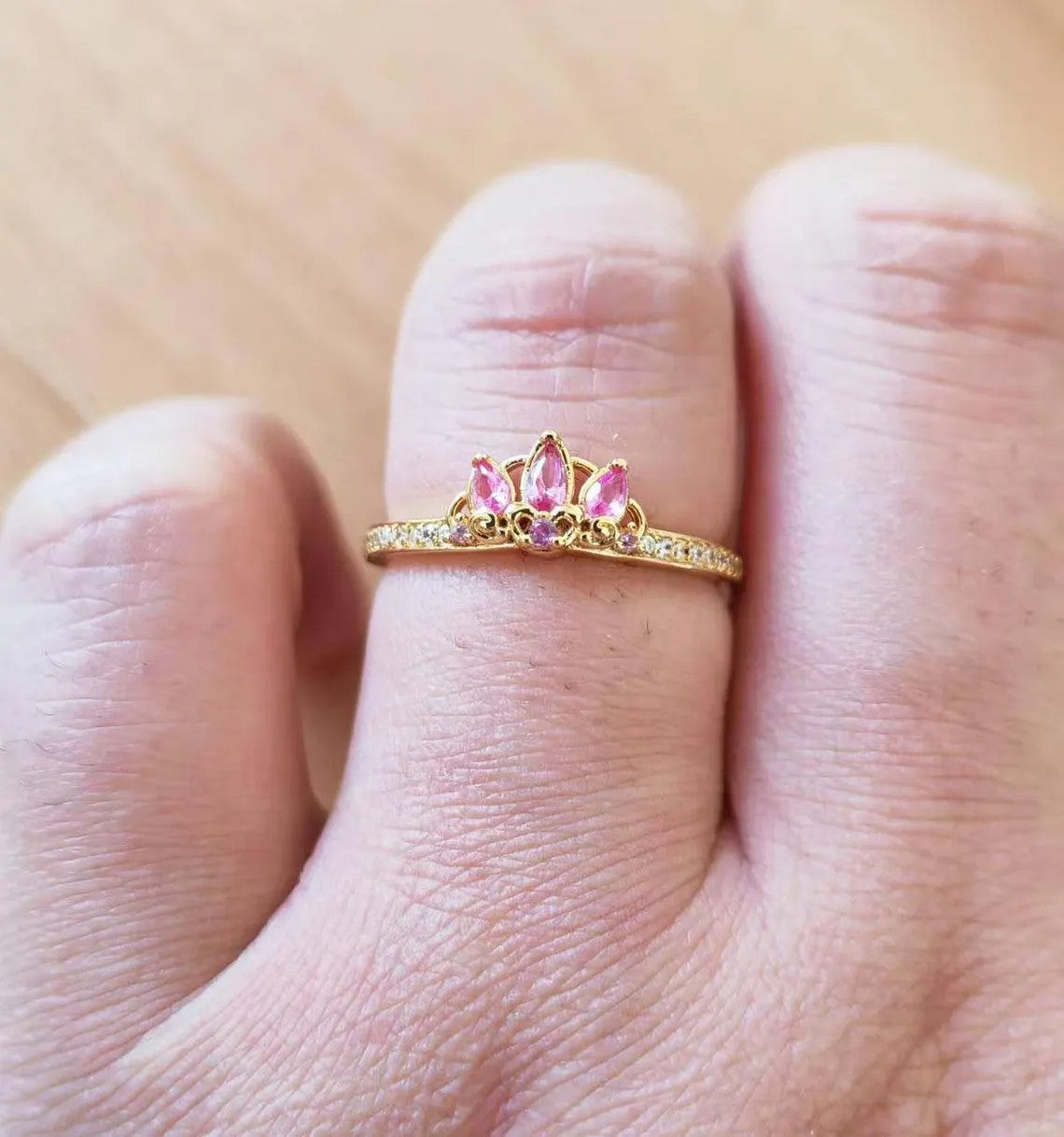 Princess Rapunzel Tiara Ring - 14k gold plating