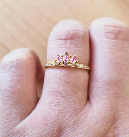 Princess Rapunzel Tiara Ring - 14k gold plating